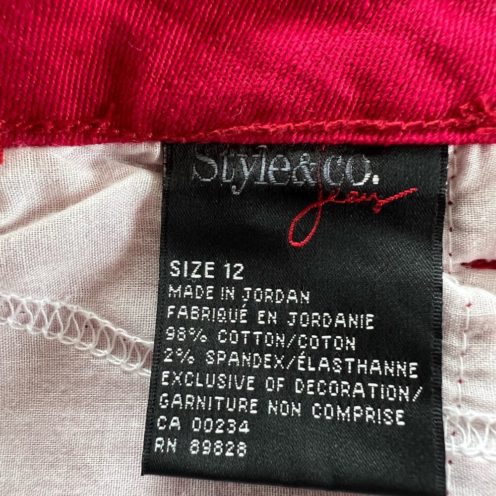 Style & Co Red Jeans EUC Women’s High Rise Capri Cropped Jeans 23 Inseam Size 12 - Picture 12 of 12